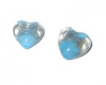 14mm Pale Blue/Silver Foil Heart Lampwork Glass Bead, 4 beads 14mm Pale Blue/Silver Foil Heart Lampwork Glass Bead, 4 beads