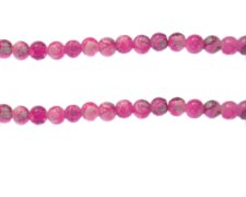 (image for) 6mm Fuchsia Swirl Marble-Style Glass Bead, approx. 46 beads
