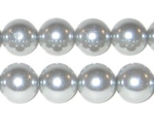 (image for) 12mm Round Silver Glass Pearl Bead, 8" string, approx. 18 beads