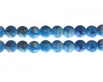 10mm Turquoise Swirl Marble-Style Glass Bead, approx. 16 beads