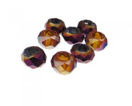 (image for) 14 x 8mm Purple/Bronze Luster Faceted Glass Bead, 8 beads, large hole