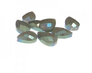 (image for) 18 x 14mm Aqua Electroplated Faceted Drop Glass Bead, 8 beads