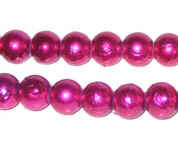 (image for) 10mm Drizzled Fuchsia Glass Bead, 6" string, approx. 17 beads