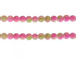 (image for) 8mm Pink/Apple Green Duo-Style Glass Bead, approx. 38 beads
