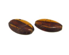 (image for) 36 x 24mm Golden Brown Oval Lampwork Glass Bead , 2 beads