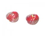 18mm Red Inside-Foil Spray Heart Handmade Lampwork Glass Bead, 3 18mm Red Inside-Foil Spray Heart Handmade Lampwork Glass Bead, 3