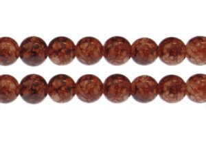 (image for) 12mm Brown Marble-Style Glass Bead, approx. 17 beads