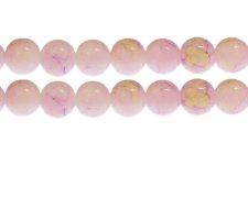 (image for) 12mm Pink/Yellow Marble-Style Glass Bead, approx. 18 beads