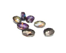 (image for) 16 x 12mm Crystal/Black Faceted Luster Glass Oval Bead, 8 beads