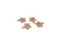 (image for) 16 x 12mm Pink Flower Enamel Gold Metal Charm, 4 charms