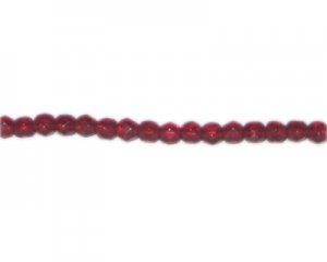 6mm Red Faceted Round Glass Bead, 12" string