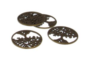 (image for) 24mm Tree Of Life Bronze Metal Pendant, 5 pendants