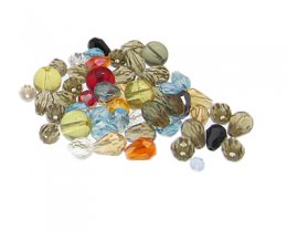 (image for) Approx. 1oz. x 6mm Faceted Drop Glass Bead Mix