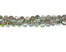 (image for) 10 x 8mm Deep Silver Luster Rondelle Glass Bead, 20" string