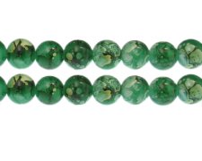 (image for) 12mm Green Swirl Marble-Style Glass Bead, approx. 14 beads