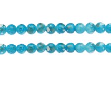 (image for) 8mm Turquoise Swirl Marble-Style Glass Bead, approx. 38 beads