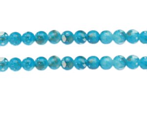 (image for) 8mm Turquoise Swirl Marble-Style Glass Bead, approx. 38 beads