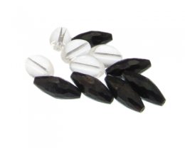 (image for) 14 - 18mm Black Bicone/Crystal Oval Glass Bead, 10 beads