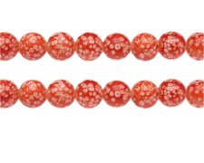 (image for) 12mm Orange Spot Marble-Style Glass Bead, approx. 14 beads