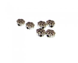 (image for) 8 x 4mm Flower Silver Metal Spacer Bead, 6 beads