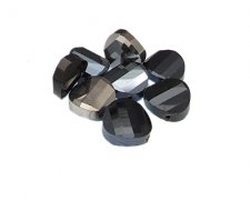(image for) 14mm Silver/Gunmetal Faceted Pillow Glass Bead, 8 beads