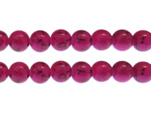 (image for) 12mm Crimson Marble-Style Glass Bead, approx. 18 beads