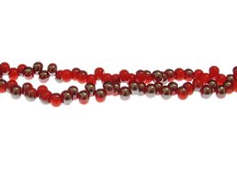 (image for) 6mm Strawberry Red/Silver Side-drill Glass Drop Bead, 20" string