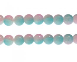 (image for) 12mm Pastel Blue/Pink Duo-Style Glass Bead, approx. 14 beads