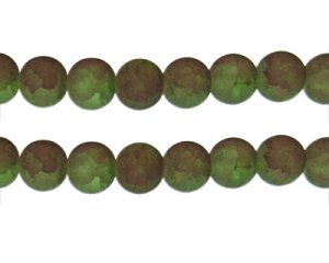 (image for) 12mm Brown/Apple Green Crackle Frosted Duo Bead, approx. 14 bead
