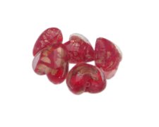 (image for) 20mm Red Splatter Heart Lampwork Glass Bead, 5 beads