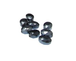 (image for) 16 x 12mm Gunmetal Faceted Glass Oval Bead, 8 beads
