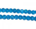 8mm Dark Turquoise Crackle Glass Bead, approx. 55 beads