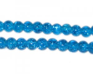 8mm Dark Turquoise Crackle Glass Bead, approx. 55 beads