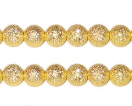 (image for) 8mm Gold Round Stardust Brass Bead, approx. 18 beads