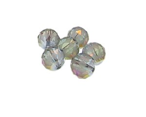 (image for) 14mm Silver w/Diamonds Faceted Glass Bead, 6 beads
