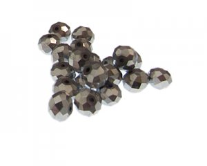 (image for) Approx. 1oz. x 10x8mm Silver Electroplated Faceted Rondelle Glass Bead