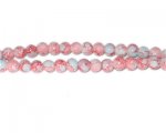 6mm Red/Gray Marble-Style Glass Bead, approx. 45 beads