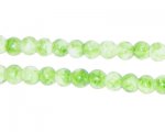 6mm Light Green Swirl Marble-Style Glass Bead, approx. 48 beads