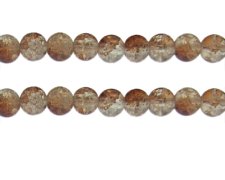 (image for) 10mm Brown/Crystal Crackle Frosted Duo Bead, approx. 17 beads