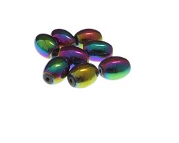 (image for) 14 x 10mm Luster Electroplated Oval Glass Bead, 8 beads