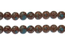 (image for) 10mm Golden Spot Marble-Style Glass Bead, approx. 17 beads