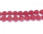 12mm Rosy Red Jade-Style Glass Bead, approx. 18 beads