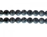 10mm Black Swirl Marble-Style Glass Bead, approx. 16 beads