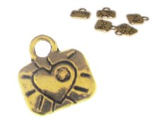 (image for) 12 x 10mm Gold Love/Heart Metal Charm, 5 charms