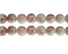 (image for) 12mm Red/Gray Marble-Style Glass Bead, approx. 14 beads