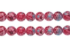 (image for) 12mm Red Spot Marble-Style Glass Bead, approx. 14 beads
