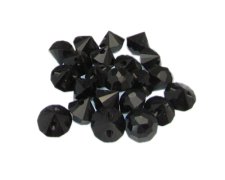 (image for) Approx. 1oz. x 8mm Black half-Bicone Faceted Glass Bead, hole in back