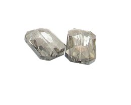 (image for) 26 x 18mm Silver Faceted Glass Rectangle Bead, 2 beads