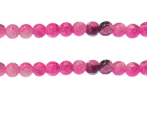 (image for) 8mm Fuchsia Swirl Marble-Style Glass Bead, approx. 36 beads