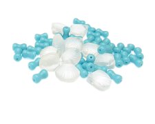 (image for) Approx. 1oz. x 12mm Crystal Shell + Turq. Peanut Glass Bead Mix